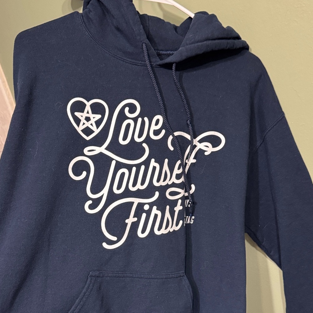 Navy Blue Hoodie with White Graphic